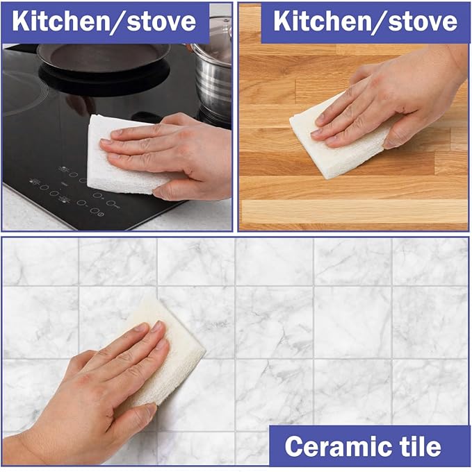 YoleShy Handled Scrubber Set, Non-Scratch Bathroom Scrubbing Pads, Bathtub Scrubber with Handle, Reusable Cleaning Sponge for Shower Tile, Bathtube, Sink, Spas Tubs & Swimming Pool Step - Image 5