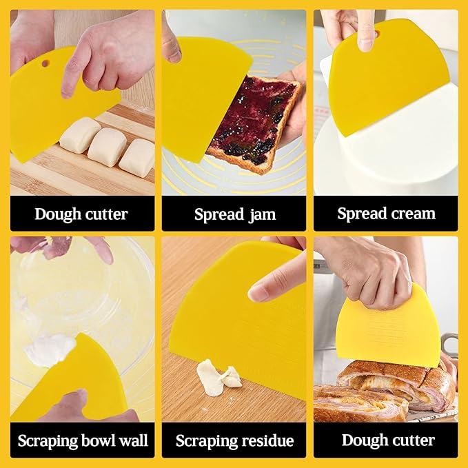 YGDZ Dough Scraper Chopper 2 Pcs, Stainless Steel Dough Cutter With Grip, Plastic Bench Scraper with Measuring Scale, Multipurpose Pizza Cutter, Pastry, Food Scraper for Baking, Dough, Bread, Cake - Image 6