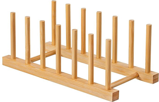 HBlife Bamboo Dish Plate Bowl Cup Book Pot Lid Cutting Board Drying Rack Stand Drainer Storage Holder Organizer Kitchen Cabinet（Keep Dry） by HBlife