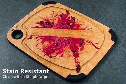 Cutting Board, Toptier Wood Fiber Cutting Board for Kitchen, Non-Slip Kitchen Wooden Chopping Board, Reversible, Eco-Friendly, Natural Wood Fiber, Large Cutting Board, 17.5 x 13-inch, Natural Slate