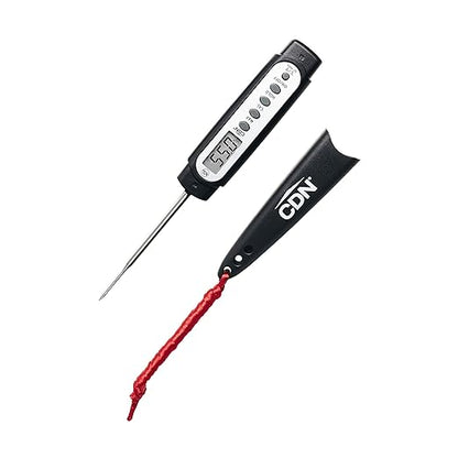 CDN ProAccurate® Waterproof Digital Thermometer with Protective Sheath, Easy to Read Display, 2.75" Stem with Thin Tip, Black/White (Q2-450X) by CDN-ComponentDesignNorthwestInc