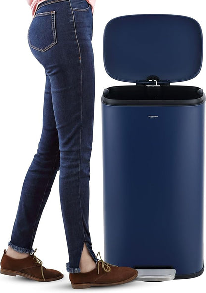 happimess HPM1006J Connor Rectangular 13-Gallon Trash Can with Soft-Close Lid and Free Mini Trash Can, Fingerprint Resistant, Modern, Minimalistic for Home, Kitchen, Office, Bathroom, Denim Blue - Image 6