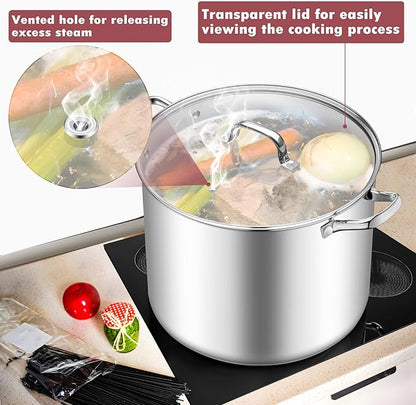 TeamFar 20QT Stock Pot, Stainless Steel Stockpot Large Induction Cooking Pot with Lid & Tri-ply Bottom, for Soup Seafood Cooking, Sauce Canning, Non Toxic & Heavy Duty, Various Stovetops Suitable - Image 4