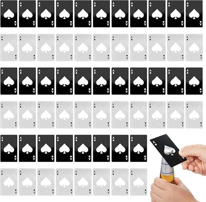 60Pcs Ace of Spades Bottle Openers, Poker Card Bottle Openers Portable Stainless Steel Can Opener Credit Card Size Beer Bottles Can Cap Opener for Wallet Pocket Wedding Party Good Gift
