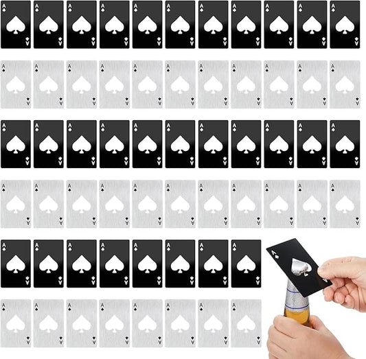 60Pcs Ace of Spades Bottle Openers, Poker Card Bottle Openers Portable Stainless Steel Can Opener Credit Card Size Beer Bottles Can Cap Opener for Wallet Pocket Wedding Party Good Gift