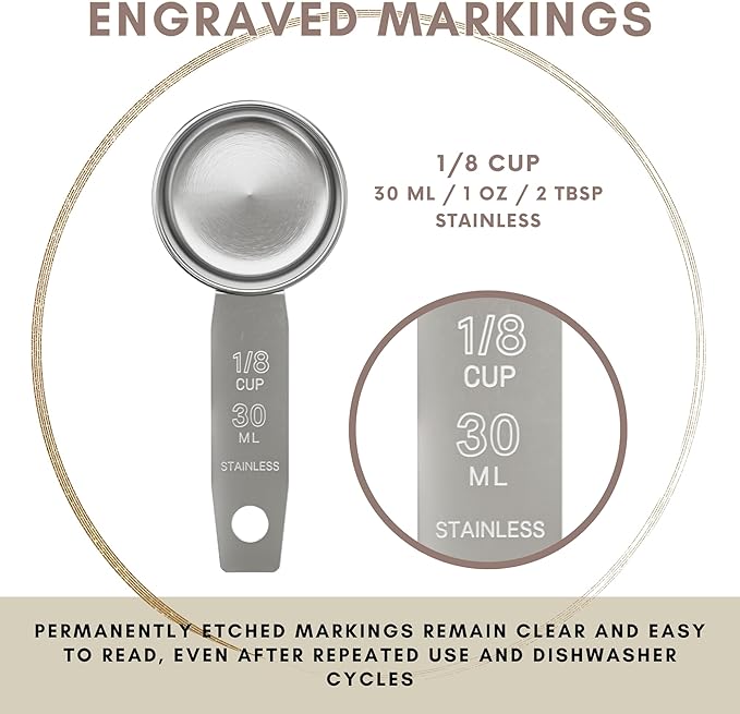 1/8 Cup Stainless Steel Measuring Cup | Sturdy Metal 30 ml | 30 cc | 1 oz | Single Cup for Wet and Dry Ingredients | Great for use as 1/8 Cup Coffee Scoop - 1 PK - Image 6