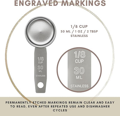 1/8 Cup Stainless Steel Measuring Cup | Sturdy Metal 30 ml | 30 cc | 1 oz | Single Cup for Wet and Dry Ingredients | Great for use as 1/8 Cup Coffee Scoop - 1 PK - Image 6