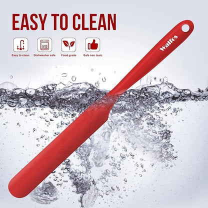 Walfos Silicone Jar Spatula - 600ºF Heat Resistant Kitchen Spatulas(2pcs), Strong Steel Core & One-Pieces Design,Mixing Batter & Cake Cream Spatulas, for Cooking & BPA Free & Dishwasher Safe, Red - Image 7