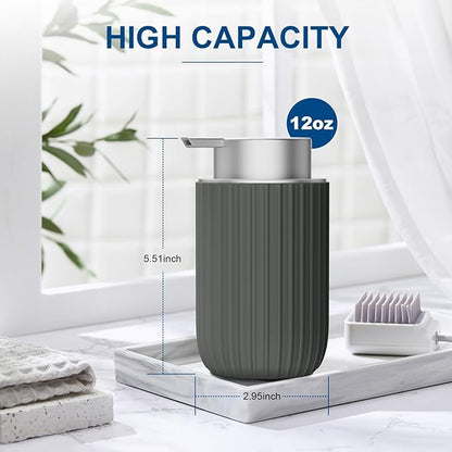 Ceramic Foaming Soap Dispenser, 12 oz Bathroom Foam Hand Soap Dispenser, Refillable Lotion Soap Dispenser with Removable Pump for Kitchen Hand Wash Dispenser, Modern Home Decor (2Pack-Matte Grey)