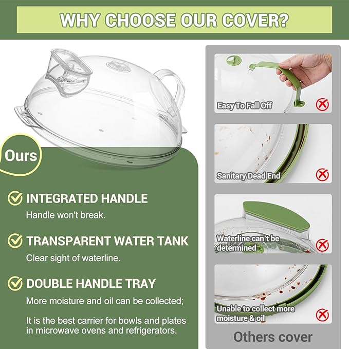 Microwave Splatter Cover,Protect Food Splashes,Dish Bowl Plate Serving Lid with Handle,BPA-Free,Clear Safe Plastic,Microwave Cover for Food,10 Inch