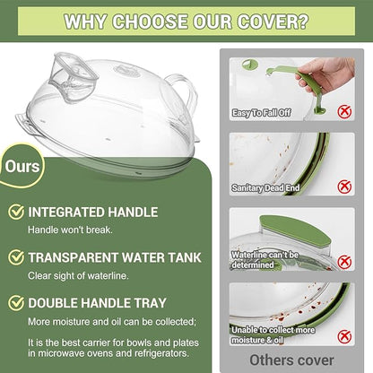 Microwave Splatter Cover,Protect Food Splashes,Dish Bowl Plate Serving Lid with Handle,BPA-Free,Clear Safe Plastic,Microwave Cover for Food,10 Inch