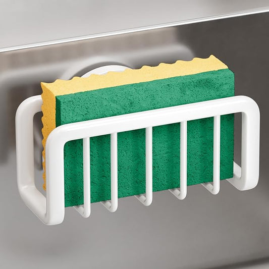 TAILI Sponge Holder for Kitchen Sink with Strong Suction Cup, Rustproof Aluminum Sink Caddy for Sponges, Removable Sponge Holder, Dish Brush for Scraper - Gold by TAILI