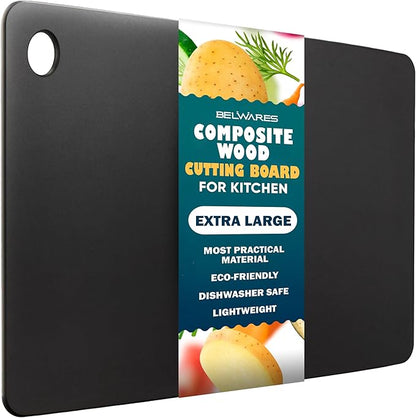 Dishwasher Safe Cutting Boards for Kitchen - Extra Large Composite Wood Cutting Boards - Thin, BPA Free & Eco-Friendly Chopping Board (18 x 12 Inch, Slate Black) by Belwares