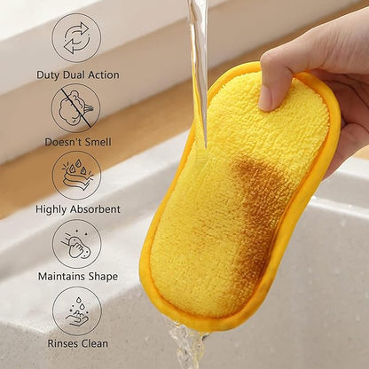 Multipurpose Kitchen Scrub Sponges, Heavy Duty Cleaning Non-Scratch Scrub Sponge, Reusable Microfiber Sponge for Household Cleaning, Six Color Packaging (6pcs) - Image 5