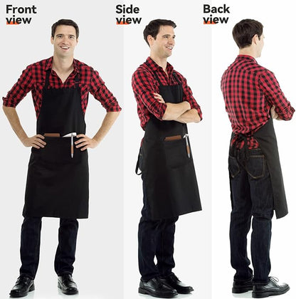 NLUS 2 Pack Kitchen Cooking Aprons, Adjustable Bib Soft Chef Apron with 2 Pockets for Men Women (Black,2) - Image 3