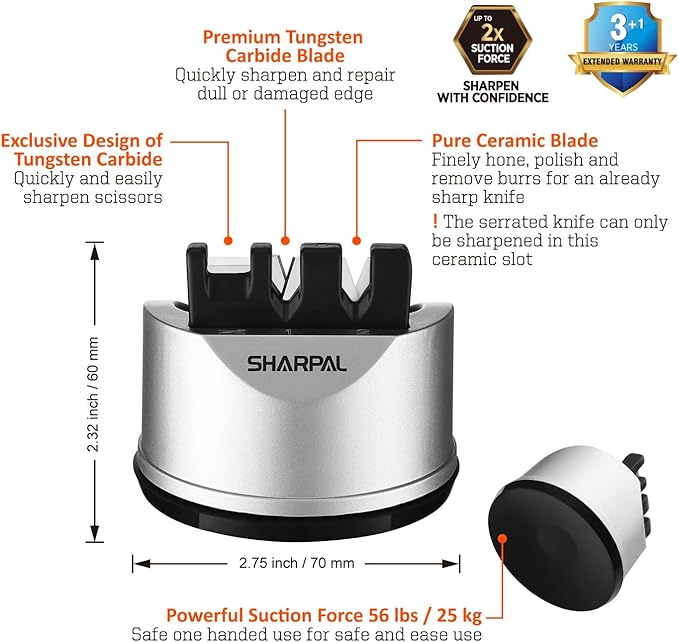 SHARPAL 191H Knife Scissors Sharpener | Repairs, Restores & Sharpens Straight, Serrated & Kitchen Knives – Versatile Sharpening Tool for Blades Mothers Day Gifts - Image 2