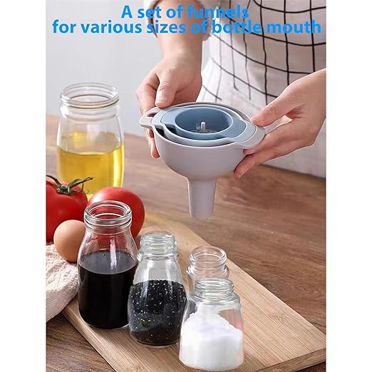 Set of 4 Funnels for Filling Bottles, BPA-Free Food Grade Kitchen Funnels with Detachable Strainer Filter for Kitchen Use Oil, Liquid, Dry Ingredients and Powder - Image 5