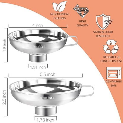 Anaeat Stainless Steel Canning Funnel with Handle for Wide and Regular Jars & Canning Jars, Wide-Mouth Funnels Excellent for Transferring Liquid and Dry Ingredients, Large Solids, Oil, Beans & Jams - Image 6