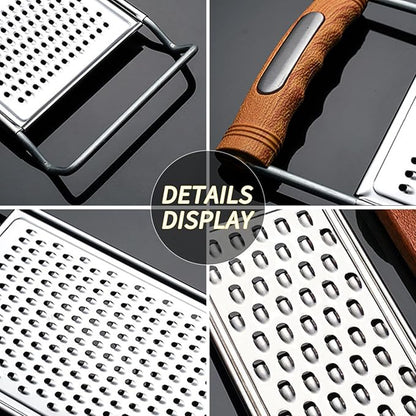 2 Pack Cheese Grater Handheld,Stainless Steel Zester Set of 2, Kitchen Flat Handheld Grater For Potato, Vegetable Chocolate, Spices,Carrot, Butter,Parmesan Cheese（Coarse Grater&Fine Grater） - Image 6