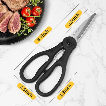 Kitchen Scissors All Purpose, Heavy Duty Stainless Steel Kitchen Shears for Food, Herbs, Meat, Fish with Soft Comfort Grip Handle - 8.7-Inch Black - Image 2