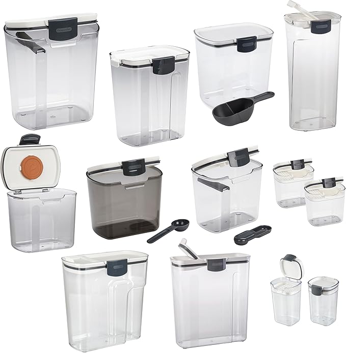 Progressive ProKeeper Baker's Airtight Kitchen Storage Canister Container Set for Flour, Sugar & More, Keeps Ingredients Fresh, with Accessories (Multicolor, 13- Piece) by ProgressiveInternational