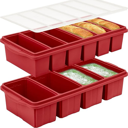 Silicone Freezer Tray With Lid-Soup Freezer Container molds-Large Ice Cube Tray Set Makes 1-Cup & 1/2-Cup portions cubes Perfect for preparing meals in different portion sizes Oven & Dishwasher -Safe