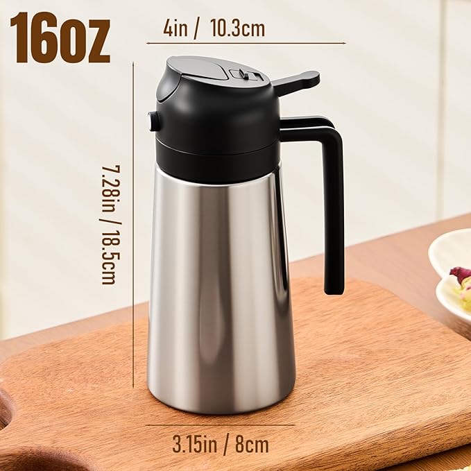 PARACITY Oil Dispenser Bottle with Stainless Steel Shell & Ceramic Sprayed Interior, 2 in 1 Olive Oil Sprayer and Dispenser, Oil Spray Bottle for Cooking, Kitchen, BBQ, Air Fryer, Salad, Baking(Black) - Image 7