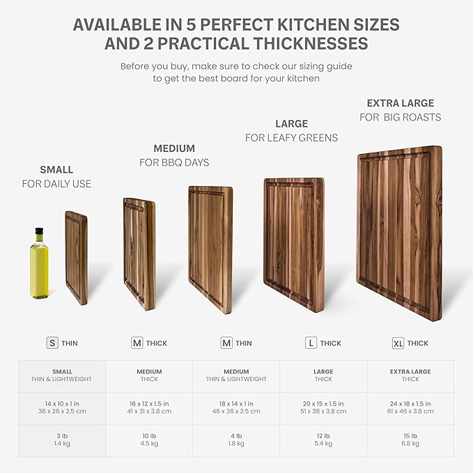 Teakhaus Cutting Board - Small (S) Wood Cutting Board with Juice Groove (14”L x 10”W) Holiday Gift Ideas for Men and Women - Gift-Ready, Thin, Lightweight, Reversible, Knife Friendly - FSC Certified - Image 3