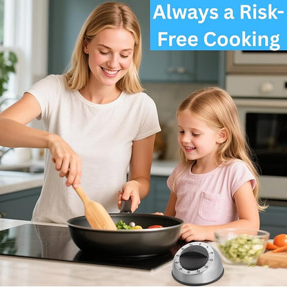 Kitchen Timer for Cooking, Chef Cooking Magnetic Timer - No Batteries Required - Loud Alarm, Mechanical Desk Manual Timers - Magnetic Clock Backing, Countdown Reminder - Stainless Steel Body - Image 3