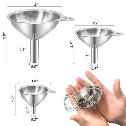 Anaeat Stainless Steel Mini Kitchen Funnel Set, 3 Pack Durable Metal Filling Funnels for Transferring Liquid, Dry ingredients, Cosmetic Lotion, Fluid, Spices, Powder - Food-Grade & High Heat Resistant - Image 6