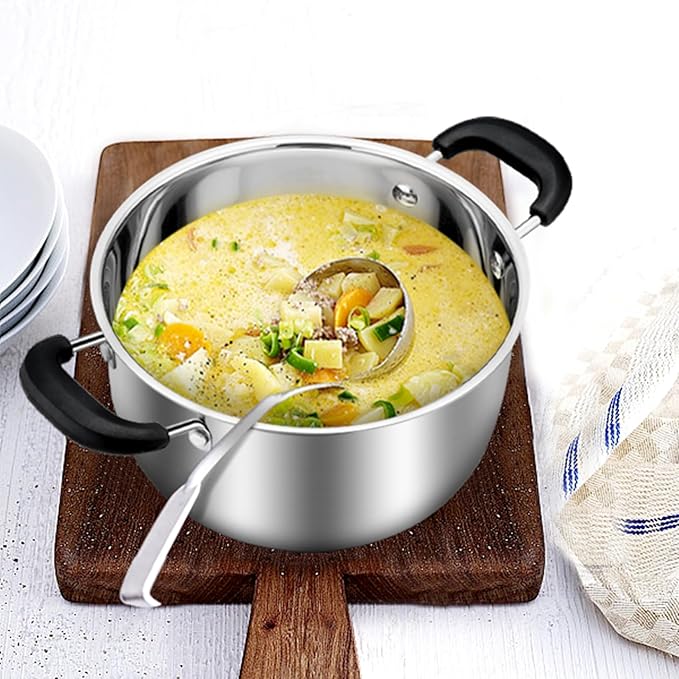 TeamFar Stock Pot 4qt, Stainless Steel Stock Soup Pasta Pot with Lid, Double Heatproof Handles, Non Toxic & Healthy, Easy Clean & Dishwasher Safe - Image 7