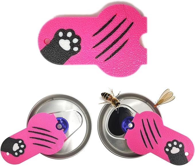 Soda Can Tab Opener Mini Soda Can Cover Easy Tab Opener and Drink Protector Cute Beverage Barricade Soda Protector for Beer,Coke,Aluminum Cans at Party,BBQ, Beach(Cat Paw Rose Red)