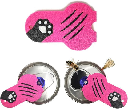 Soda Can Tab Opener Mini Soda Can Cover Easy Tab Opener and Drink Protector Cute Beverage Barricade Soda Protector for Beer,Coke,Aluminum Cans at Party,BBQ, Beach(Cat Paw Rose Red)