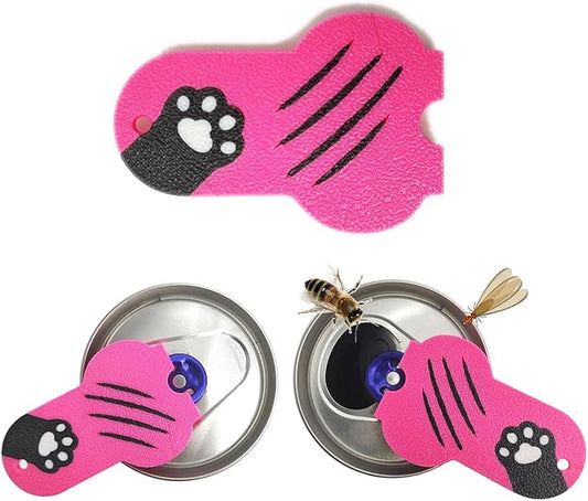 Soda Can Tab Opener Mini Soda Can Cover Easy Tab Opener and Drink Protector Cute Beverage Barricade Soda Protector for Beer,Coke,Aluminum Cans at Party,BBQ, Beach(Cat Paw Rose Red)