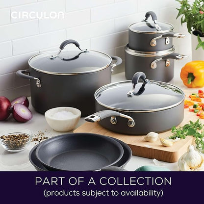 Circulon Radiance Deep Hard Anodized Nonstick Frying Pan /Skillet with Lid - 12 Inch, Gray - Image 9