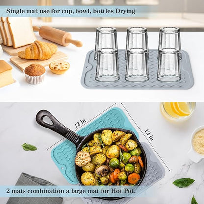 Silicone Dish Drying Mat, Multipurpose Heat Resistant 600 ℉ 7-Inch Food Grade & BPA Free. Non-Slip Trivet mats for Cup, Hot Pot, Hot Dishes - Image 3