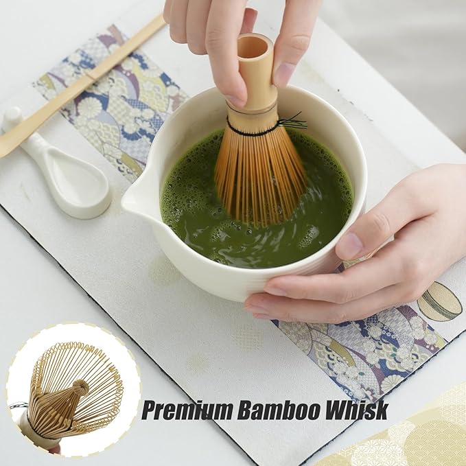 Clay&Fire Matcha Whisk Set, Ceramic Matcha Set, Matcha Bowl with Spout and Whisk,9 pcs Matcha Tea Kit for Matcha Lovers, Ideal Gift Christmas, Birthday（Beige） - Image 3