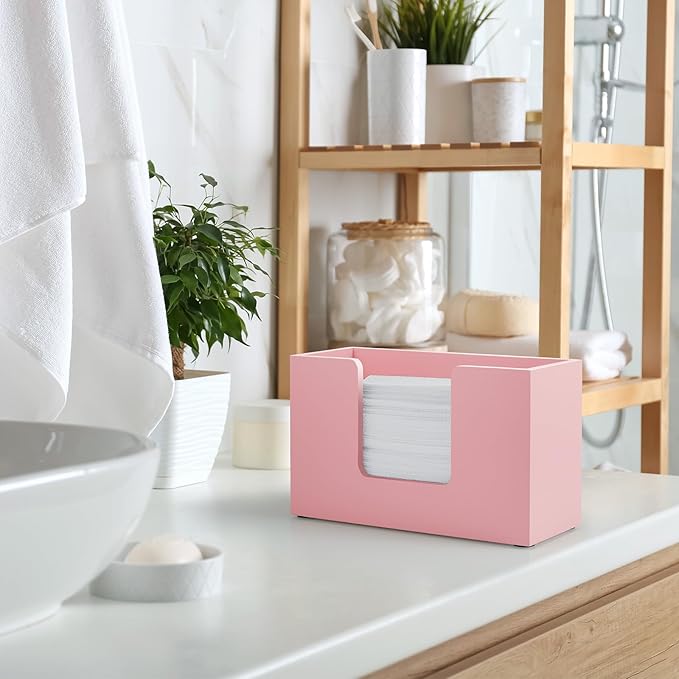 Paper Towel Dispenser Countertop, Wooden Bathroom Paper Towel Holder, Pink Napkin Holder for Kitchen, Countertop Multifold C-Fold, Z-Fold, Trifold Paper Hand Towel Dispenser for Bathroom Toilet - Image 5