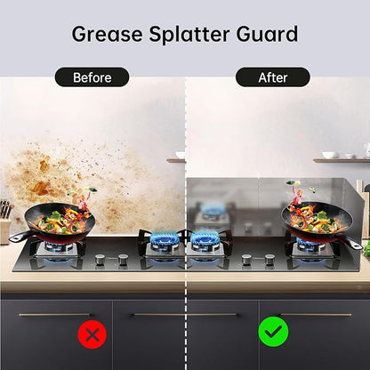 4 Sided Grease Splatter Guard,Foldable Stainless Steel Splatter Guard Oil Splash Guard, Backsplash for Stove Frying Pan Splatter Guard, Oil Proof Baffle Splatter Guard(15.7" X 15.7")