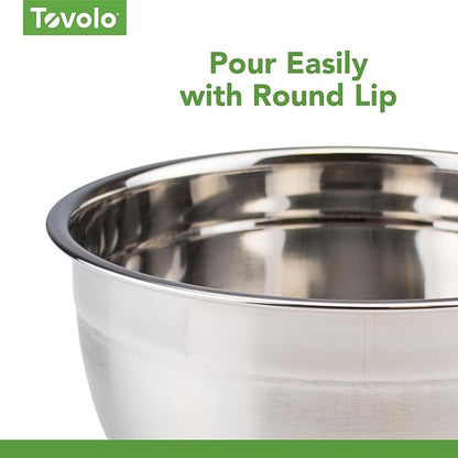 Tovolo Large Stainless Steel Mixing Bowl 5 Quart Metal Mixing Bowl for Baking Kitchen Prep with Easy Pour Rounded Lip, Dishwasher Safe Deep Metal Bowl Design for Salads, Popcorn, Kneading Bread Dough - Image 4