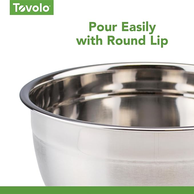 Tovolo XL Mixing Bowl Stainless Steel 7 Quart Extra Large Metal Mixing Bowls, Dishwasher Safe Big Deep Metal Bowl for Baking and Cooking Prep with Easy Pour Lip, Bowl for Salad Mixing Bread Kneading - Image 4