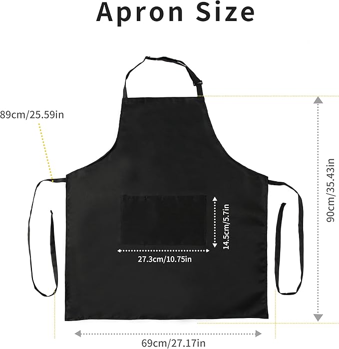 Tosewever 2 Pack Adjustable Bib Apron, Waterdrop Resistant Aprons with 2 Pockets Cooking Kitchen Restaurant Aprons for Women Men Chef, BBQ Drawing Crafting Outdoors (Polyester - Black & White, 2)