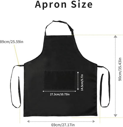 Tosewever 2 Pack Adjustable Bib Apron, Waterdrop Resistant Aprons with 2 Pockets Cooking Kitchen Restaurant Aprons for Women Men Chef, BBQ Drawing Crafting Outdoors (Polyester - Black & White, 2)