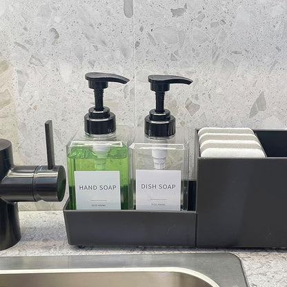 Clear Soap Dispenser with Waterproof Labels, Thickened Plastic Hand Soap Dispenser for Bathroom, Kitchen Dish Washing Liquid Bottles, Shampoo and Conditioner Bottles with Funnel (15oz 2Pack Clear) - Image 8