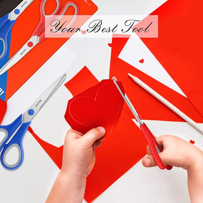 Scissors, iBayam 8" All Purpose Scissors Bulk 3-Pack, Ultra Sharp 2.5mm Thick Blade Shears Comfort-Grip for Office Desk Accessories Sewing Fabric Home Craft School Supplies, Right/Left Handed - Image 7