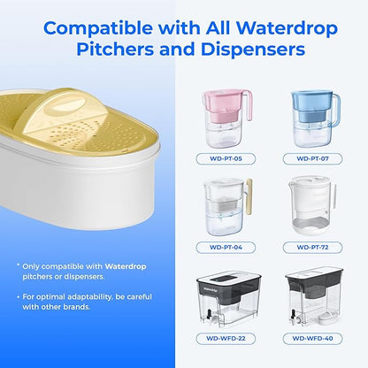 [Original] Waterdrop PF01A-P Upgrade NSF 53 & 42 & 372 Certified Replacement Filters, for Waterdrop Pitcher and Dispenser, Reduces Lead, PFAS, PFOA/PFOS, Chlorine, Cadmium, Copper, Mercury, 3 Pack