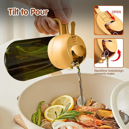 YARRAMATE 16oz/470ml Light-Blocking Dark Oil Sprayer for Cooking, 2 in 1 Olive Oil Dispenser Bottle for Kitchen, Premium Dark Green Glass Oil Bottle, Food-Grade Oil Mister for Air Fryer, BBQ (Orange) - Image 6