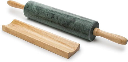 Fox Run Marble Rolling Pin and Base, Green 2.5 x 18 x 3 inches - Image 2