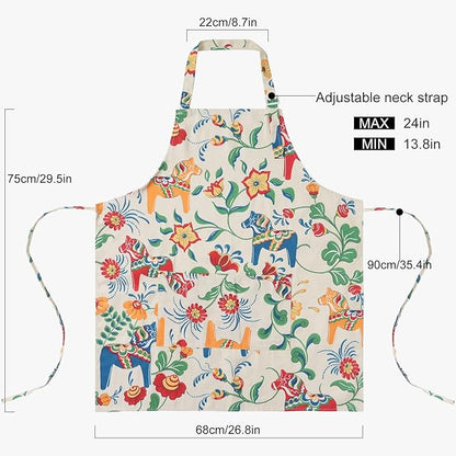DILLMAN Aprons for Women with Pockets Cotton Linen Cooking Kitchen Baking Soft Durable Floral Gardening Apron - Image 3