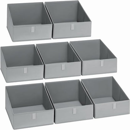 DIMJ Closet Storage Bins 8 Pack - Fabric Trapezoid Closet Organizer Bin, Foldable Storage Baskets for Shelves, Closet Shelf Organizer, Clothing Storage Box for Toys, Books, Towel, Clothes by DiMJ